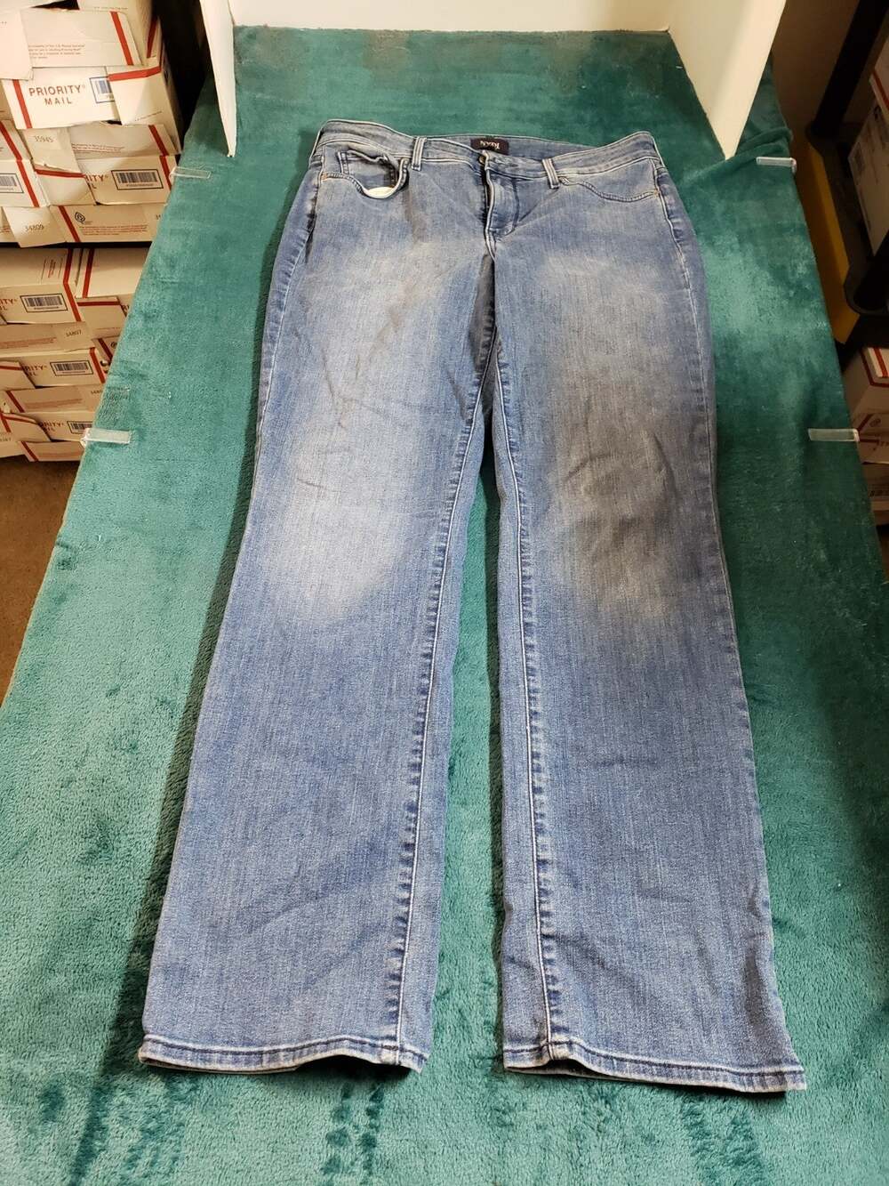 NYDJ Jeans Size 10 Womens Blue Stretch Pants Denim Mid Rise Marilyn Straight